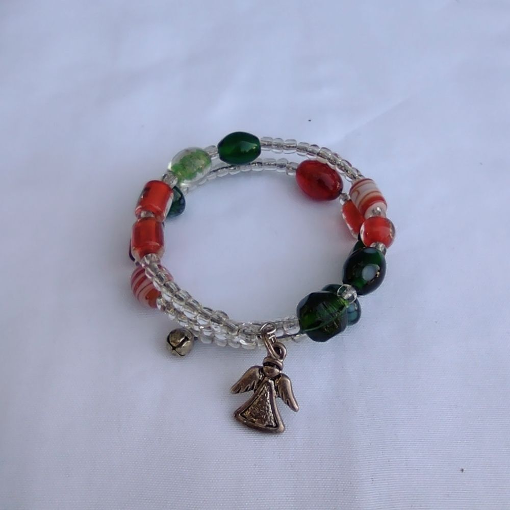 BEADED Wrap Around Bracelet with Angel Charm‎